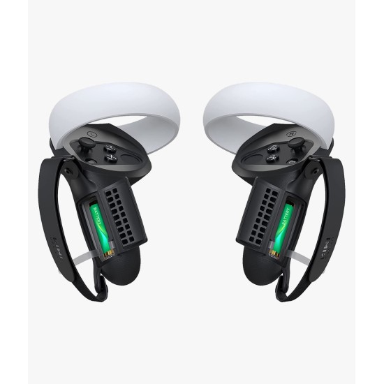 [Pro Version] KIWI design Controller Grip Cover with Battery Door Compatible with Quest 2 (Black 1 Pair)